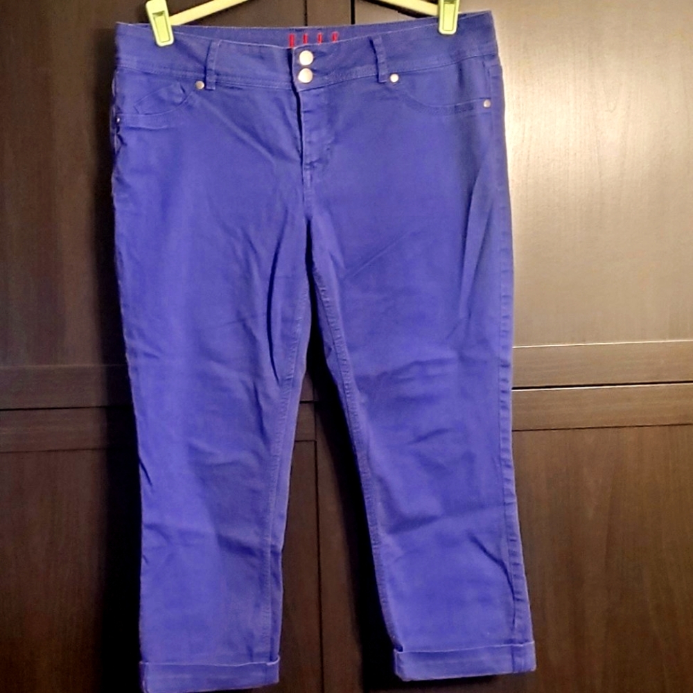 ELLE PARIS Stylish Purple Stretch Capri Cropped Pant  Size 14